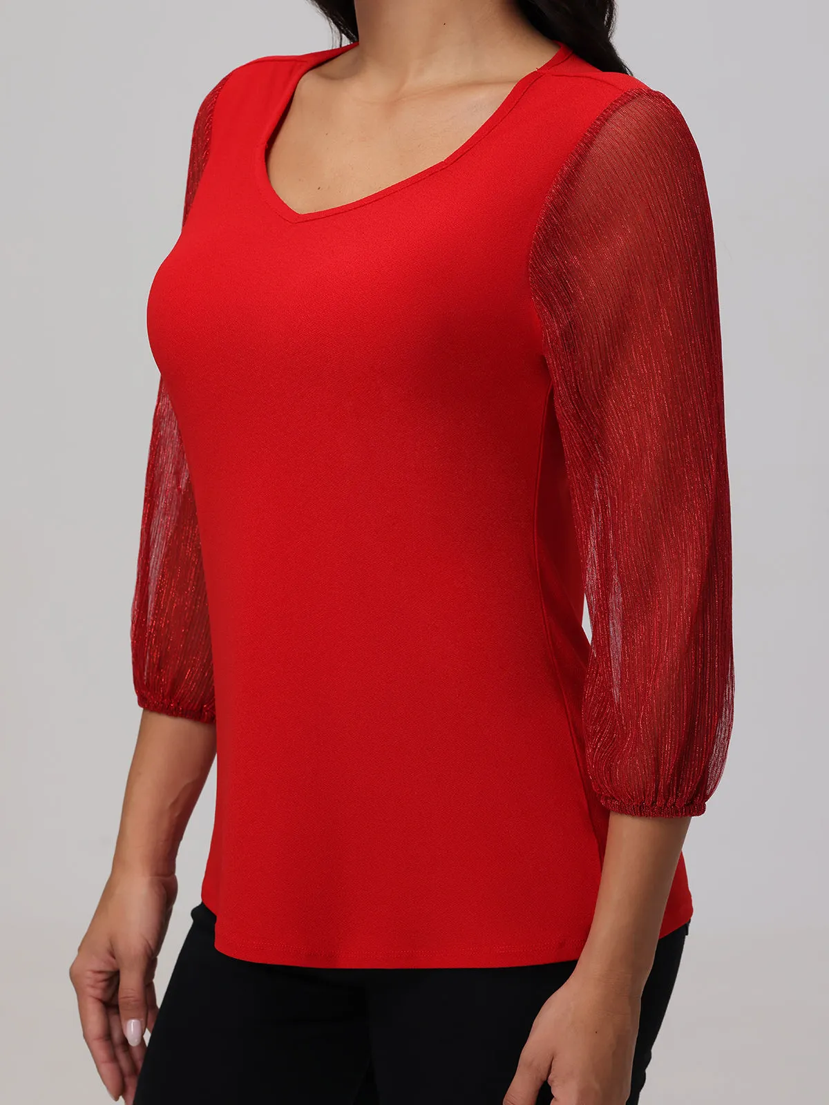 Sweetheart Neck Ruched Sleeve Top sold by 89th & Madison product image thumbnail 4