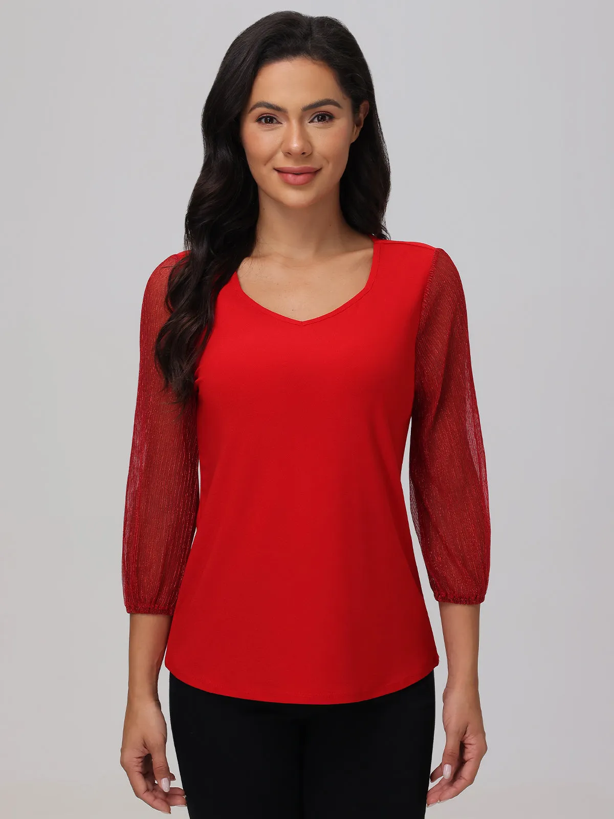 Sweetheart Neck Ruched Sleeve Top sold by 89th & Madison