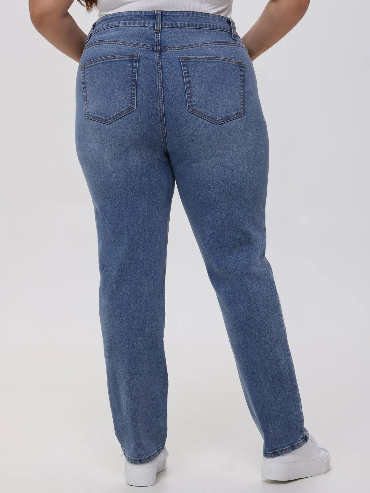 Plus Slim Straight High Rise Jean In Light Wash sold by 89th & Madison product image thumbnail 3