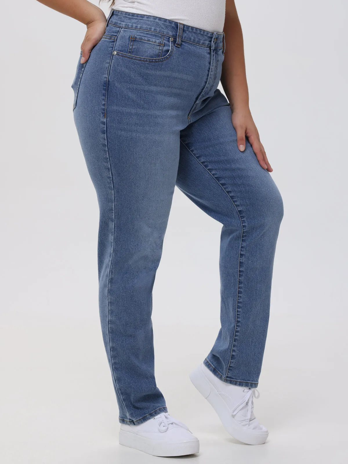 Plus Slim Straight High Rise Jean In Light Wash sold by 89th & Madison product image thumbnail 5