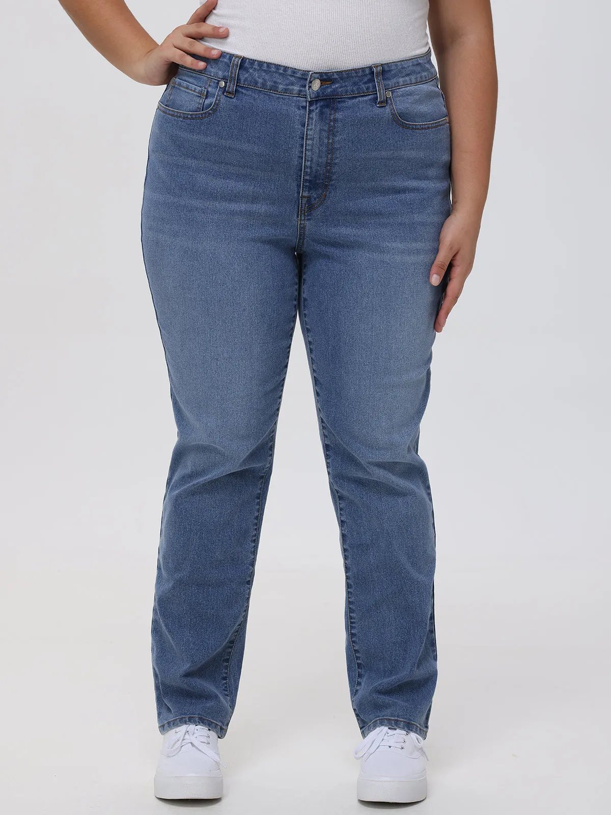 Plus Slim Straight High Rise Jean In Light Wash sold by 89th & Madison product image thumbnail 2