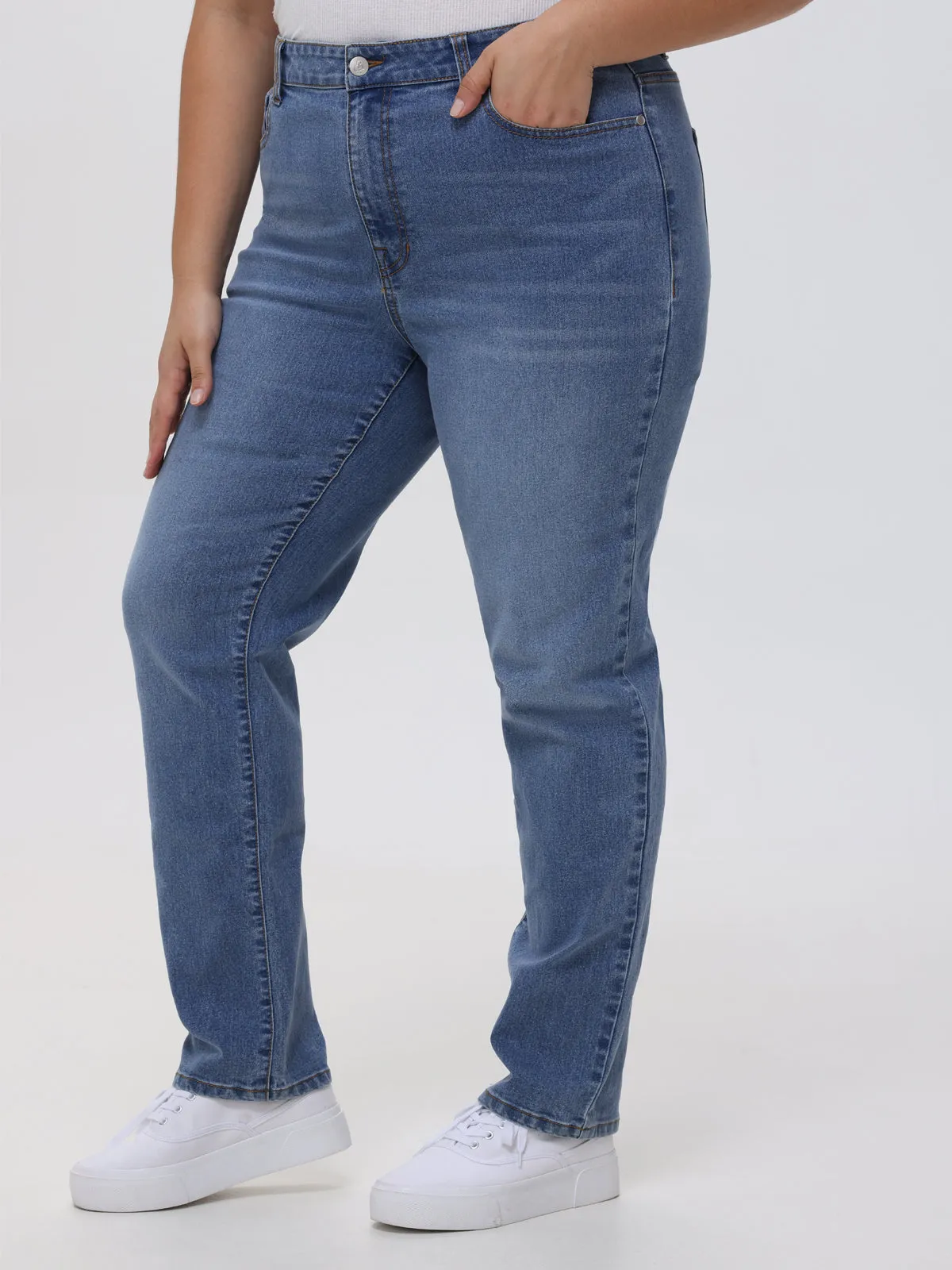 Plus Slim Straight High Rise Jean In Light Wash sold by 89th & Madison product image thumbnail 4