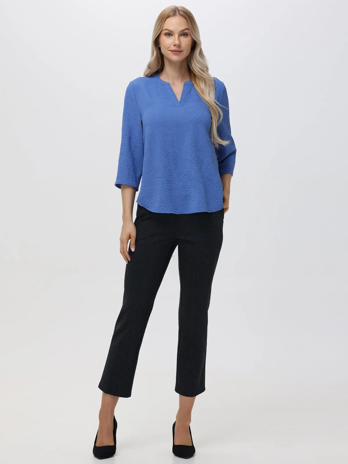 Mid-Rise Ponte Flare Leg Little Black Pants sold by 89th & Madison