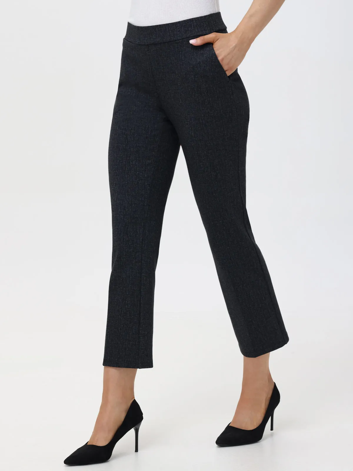Mid-Rise Ponte Flare Leg Little Black Pants sold by 89th & Madison product image thumbnail 4