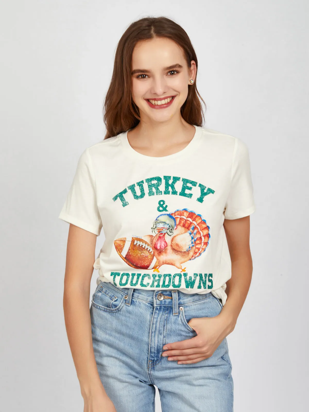 Turkey & Touchdowns Graphic Tee sold by 89th & Madison
