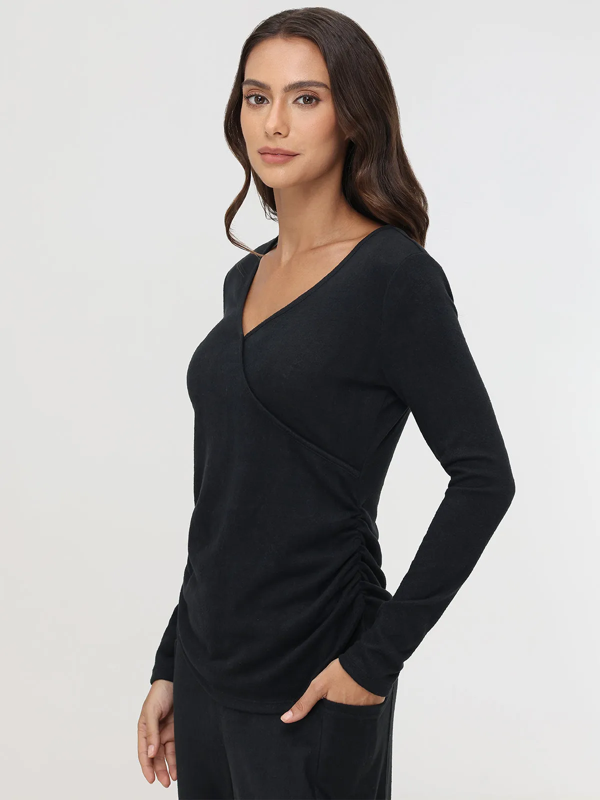 V-Neck Ruched Wrap Top sold by 89th & Madison product image thumbnail 3