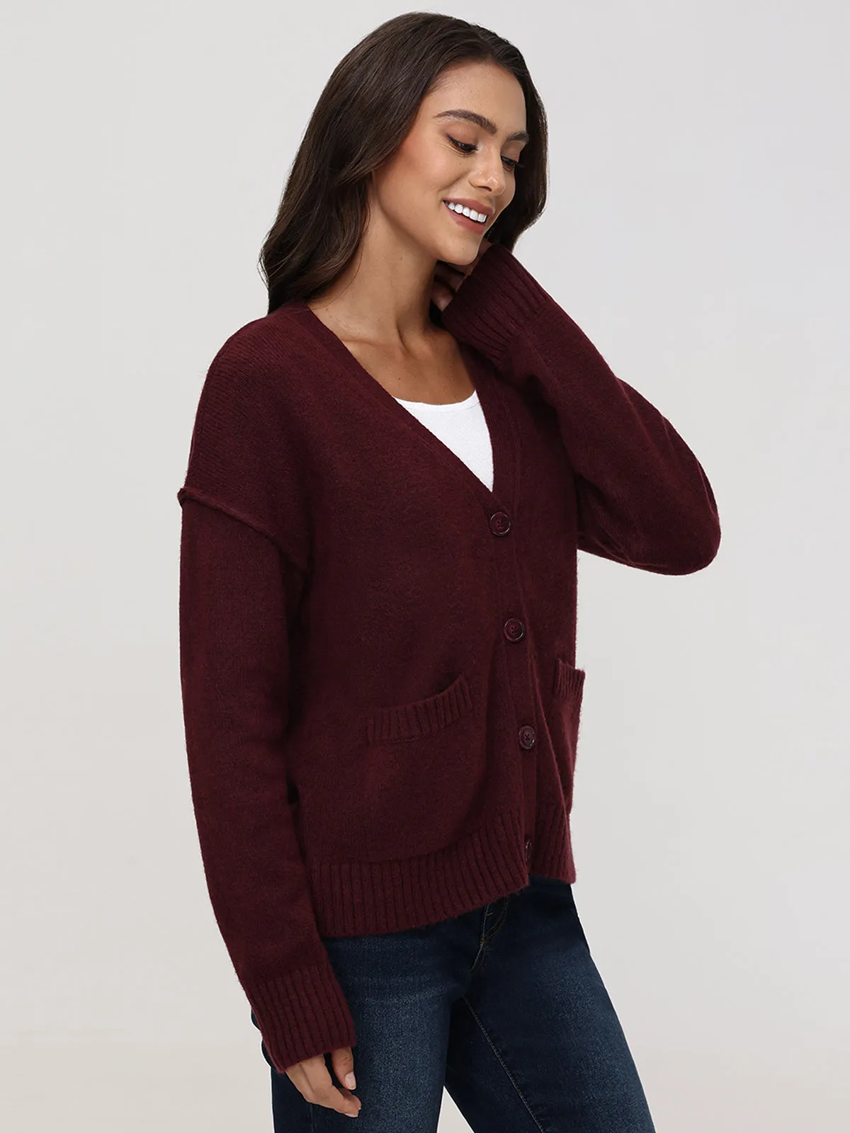 Exposed Seam Button Front Cardigan sold by 89th & Madison product image thumbnail 2