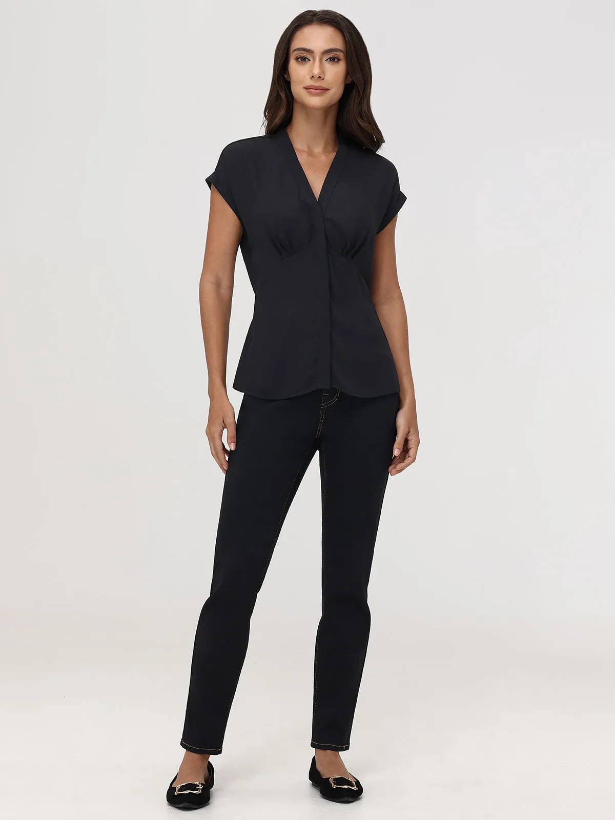 V-Neck Pleated Blouse sold by 89th & Madison product image thumbnail 5