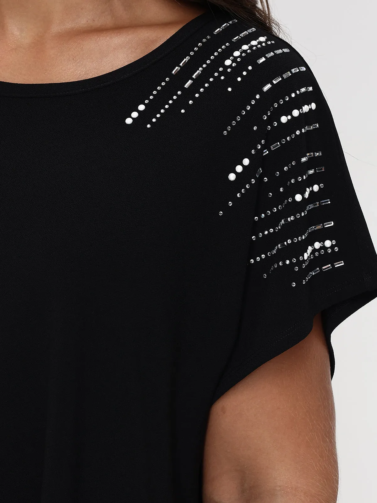 Plus Pearl & Rhinestone Embellished Cool Top sold by 89th & Madison product image thumbnail 4