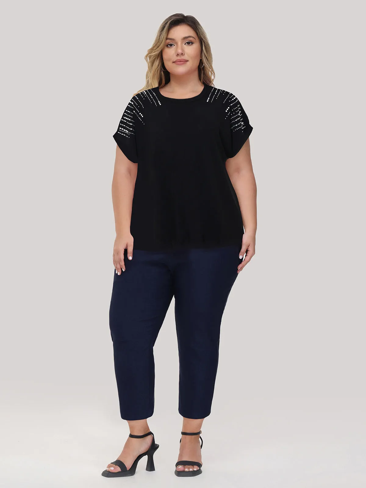 Plus Pearl & Rhinestone Embellished Cool Top sold by 89th & Madison product image thumbnail 5