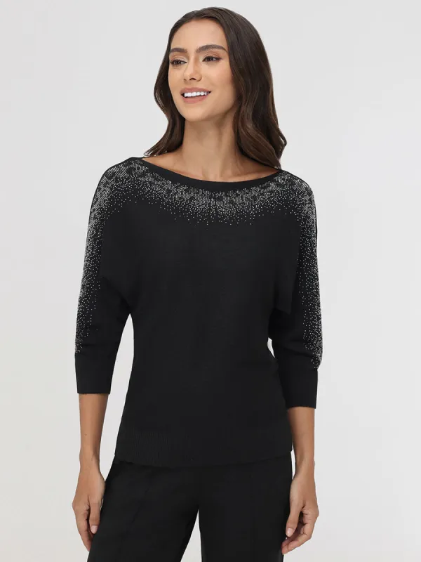 Snake Pattern Embellishment Pullover sold by 89th & Madison