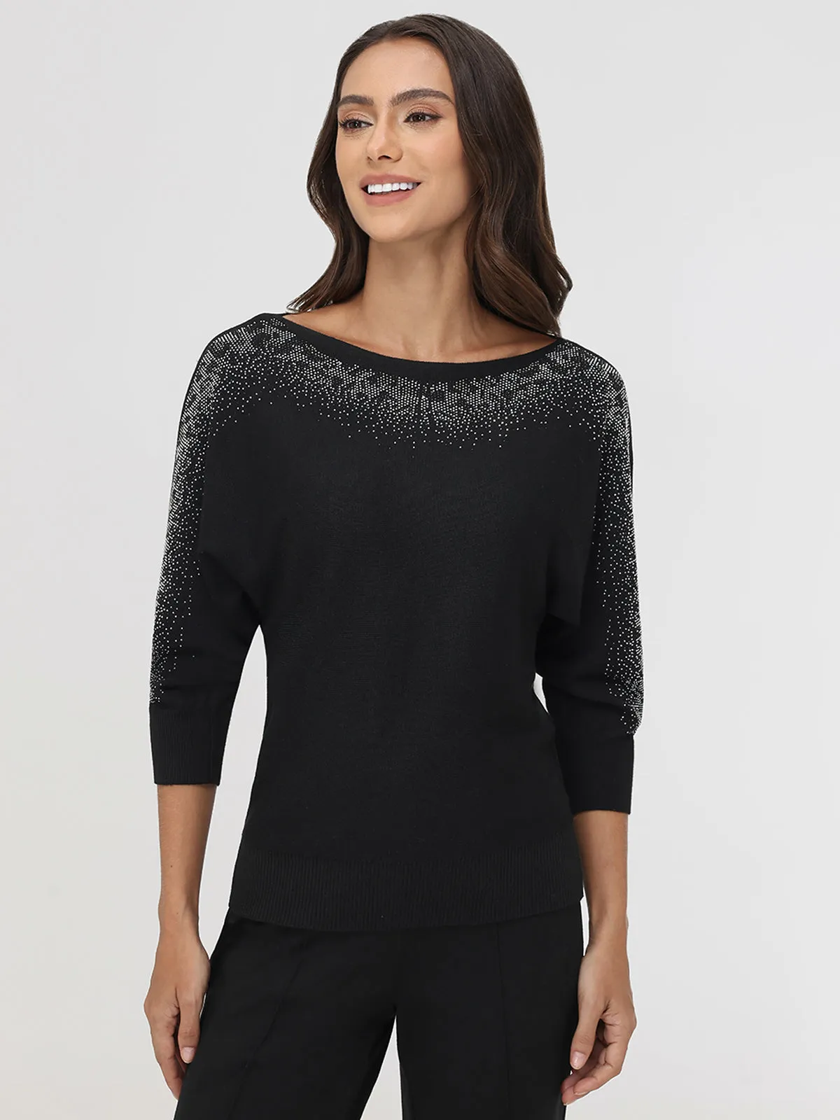 Snake Pattern Embellishment Pullover sold by 89th & Madison