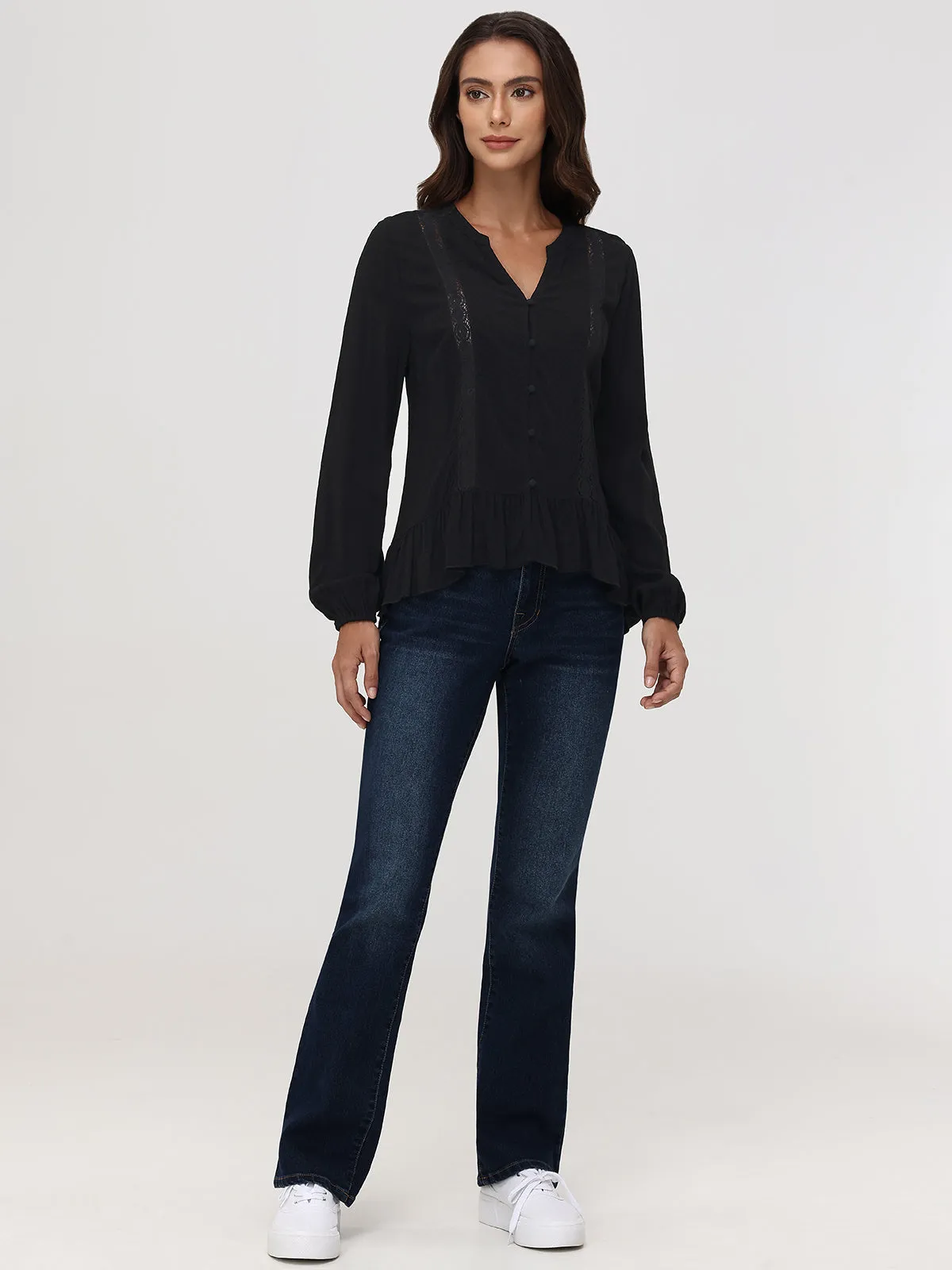 Lace Inset Button-Up Blouse sold by 89th & Madison product image thumbnail 5