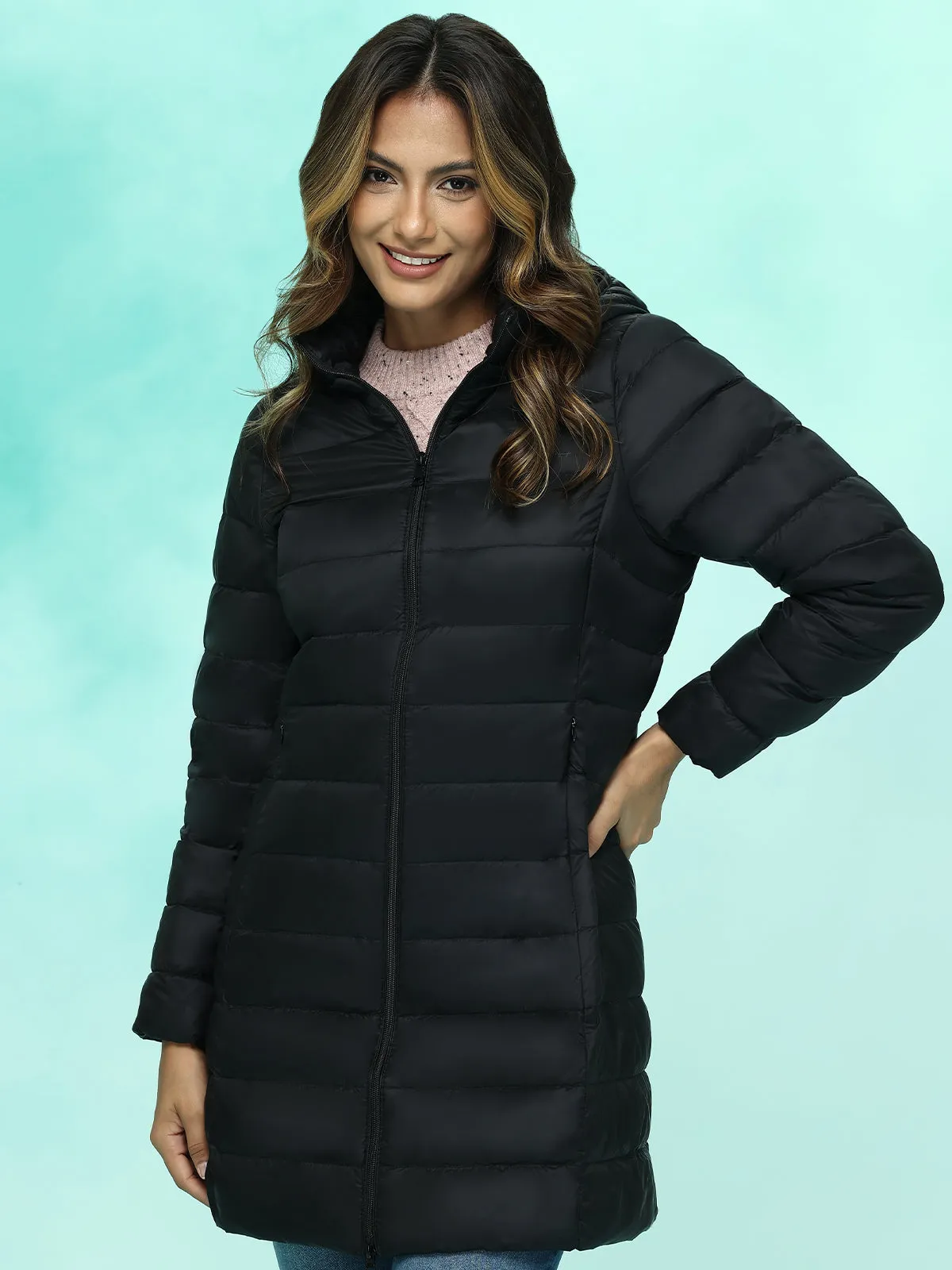 Lightweight Hooded Long Puffer Jacket sold by 89th & Madison
