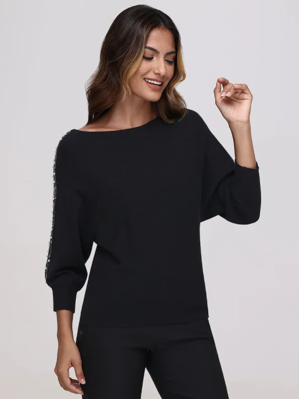 Embellished Sleeve Detail Pullover sold by 89th & Madison