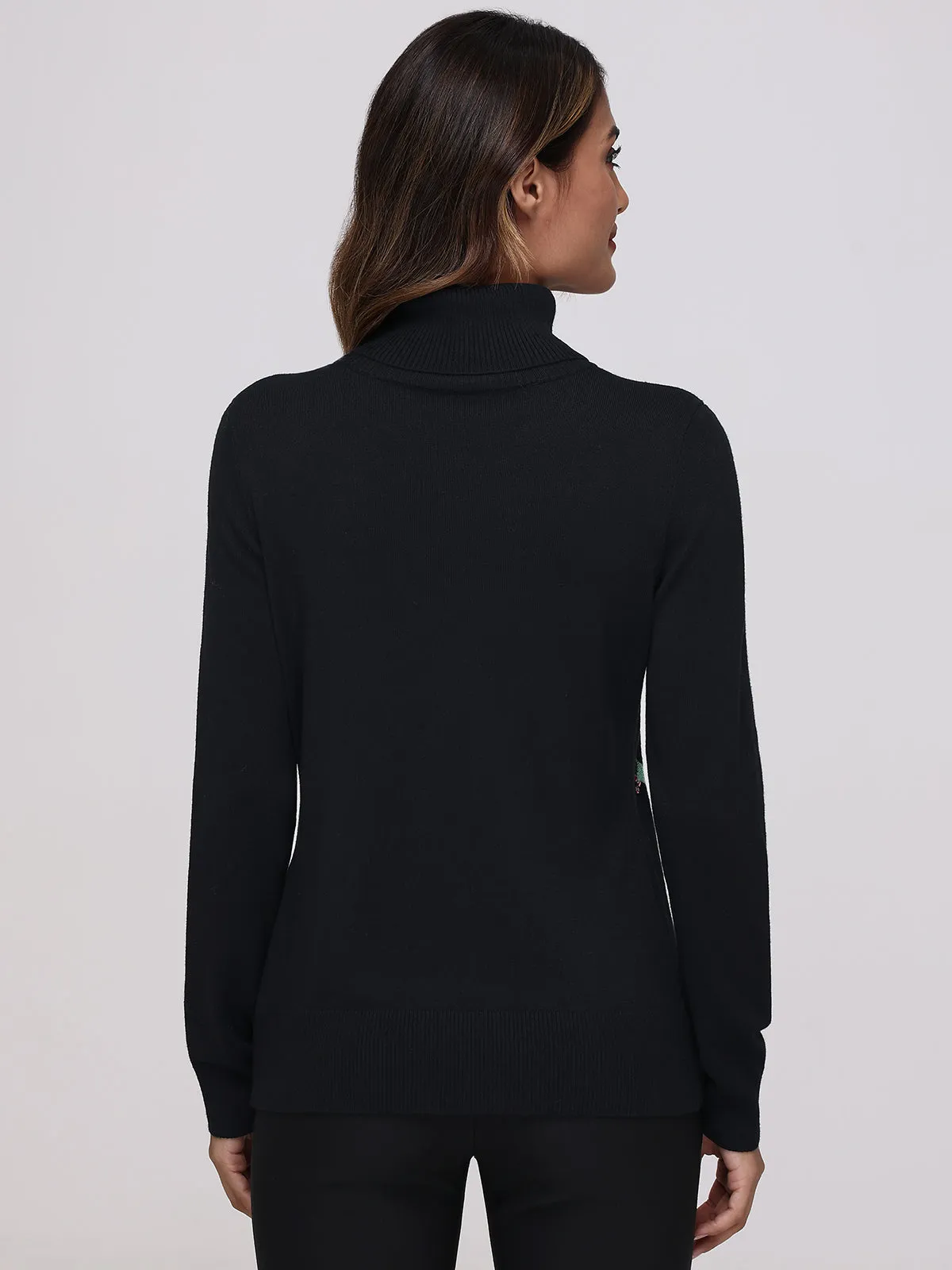 Holly Leaves Turtleneck Sweater sold by 89th & Madison product image thumbnail 2