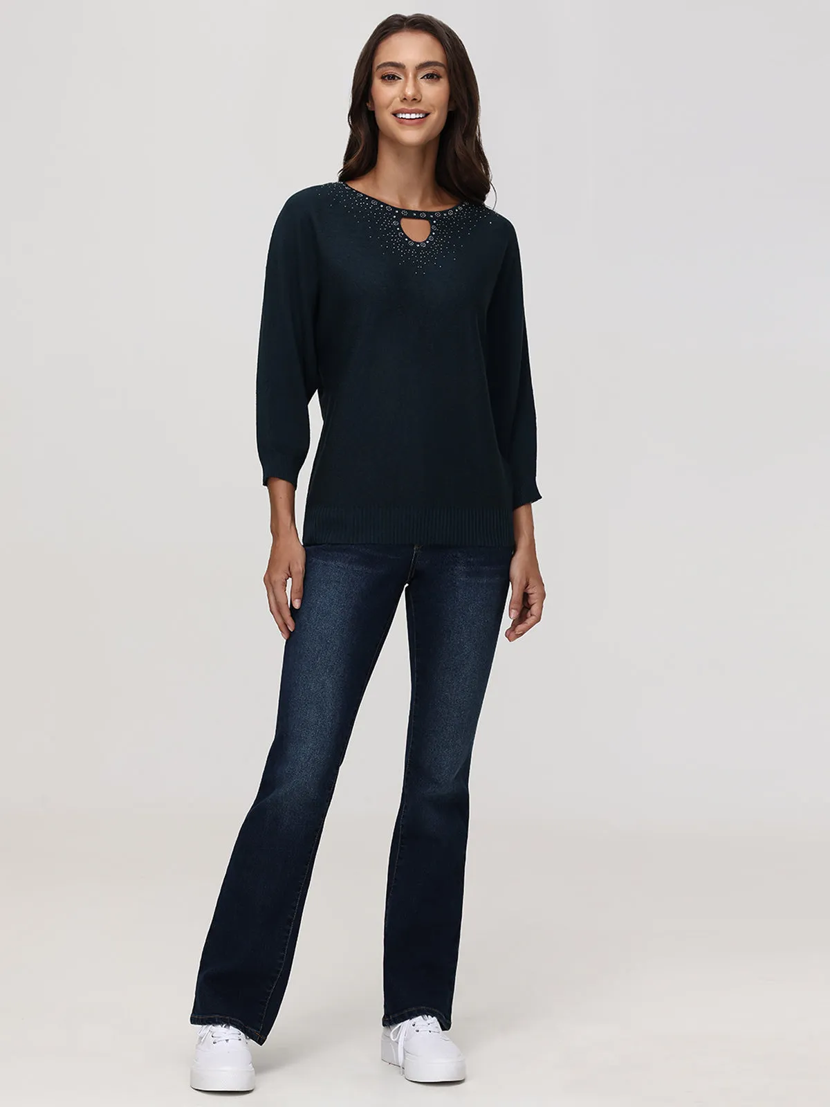 Rhinestone Keyhole Neck Pullover sold by 89th & Madison product image thumbnail 5