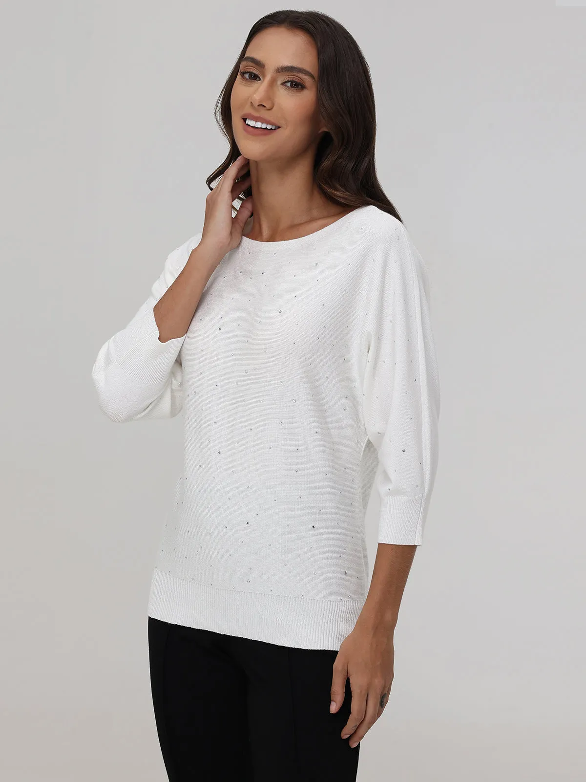 Rhinestone Boatneck Sweater sold by 89th & Madison product image thumbnail 3