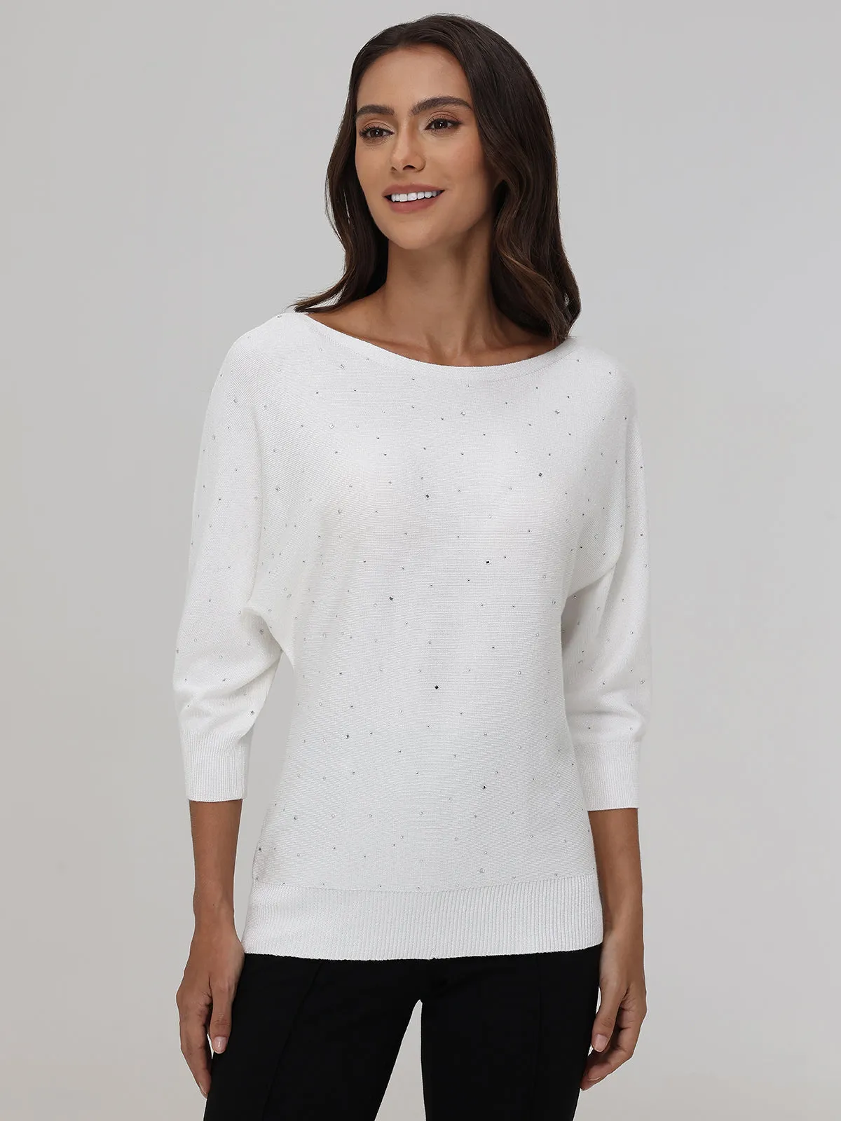 Rhinestone Boatneck Sweater sold by 89th & Madison