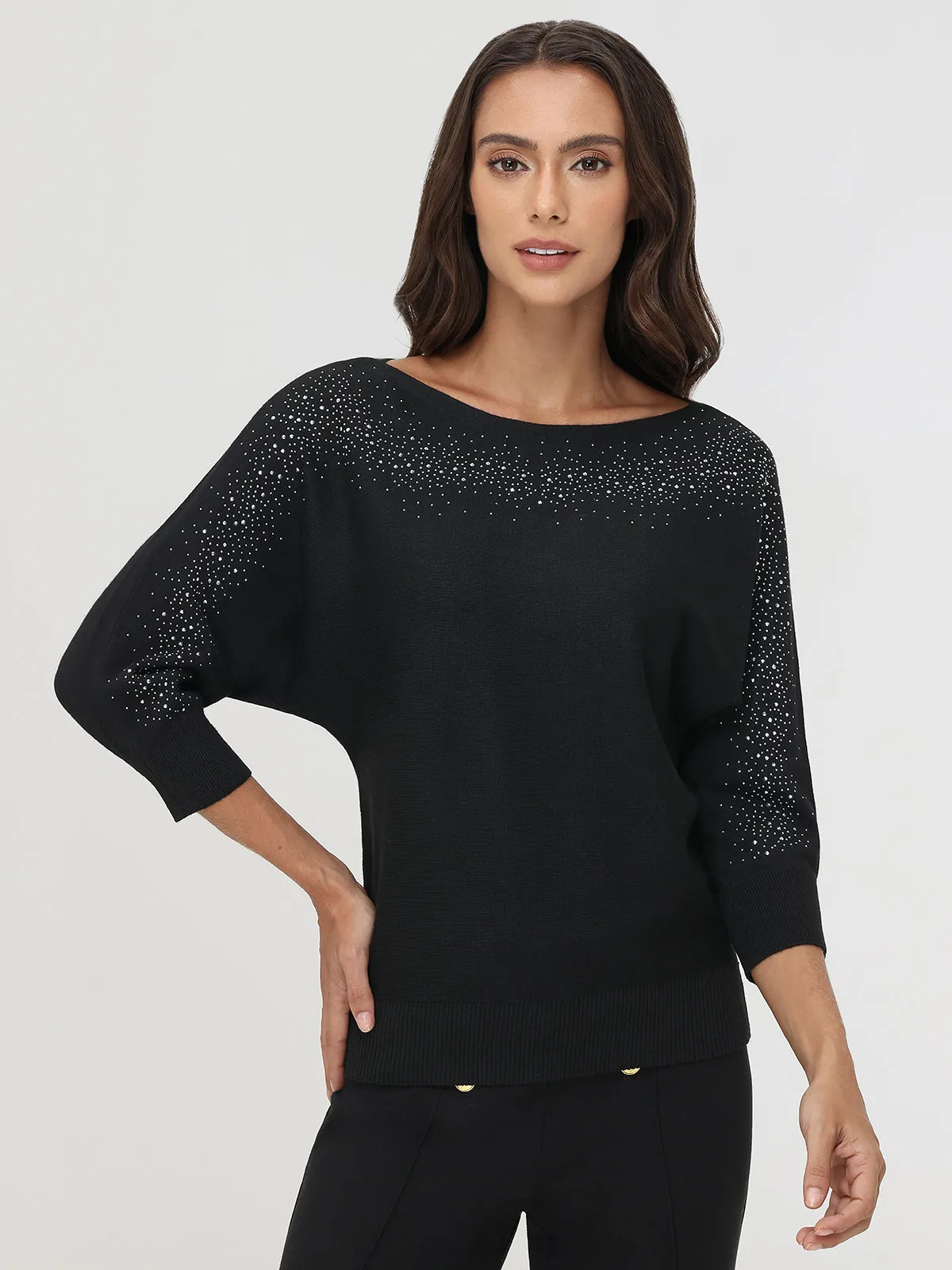 Embellished Boatneck Pullover sold by 89th & Madison