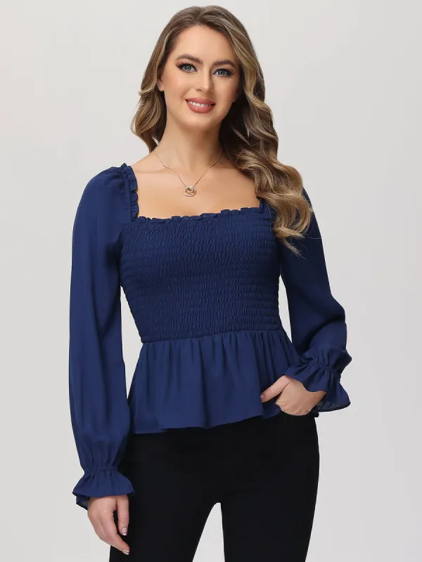 Smocked Peplum Blouse sold by 89th & Madison