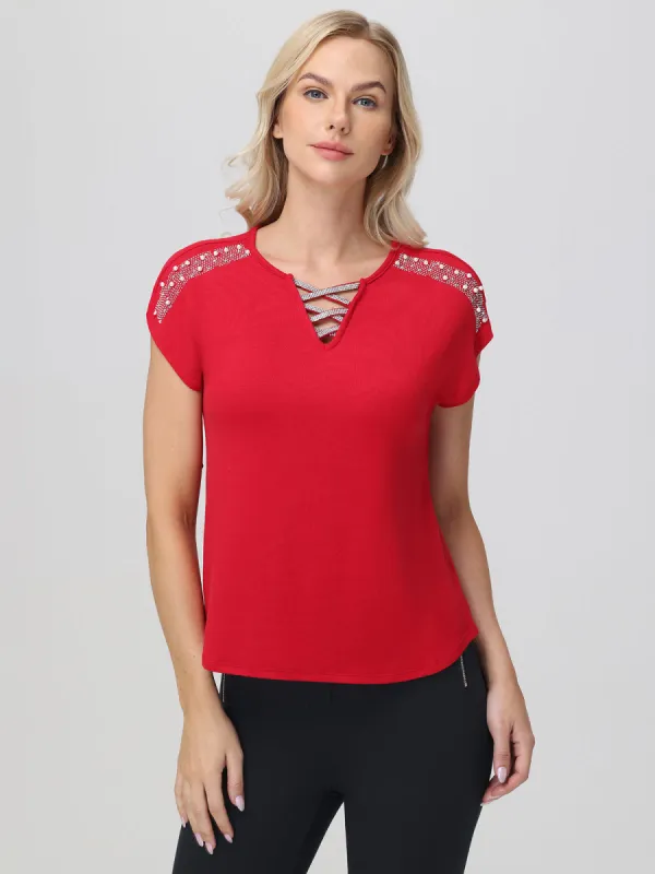 Embellished Criss Cross Top sold by 89th & Madison