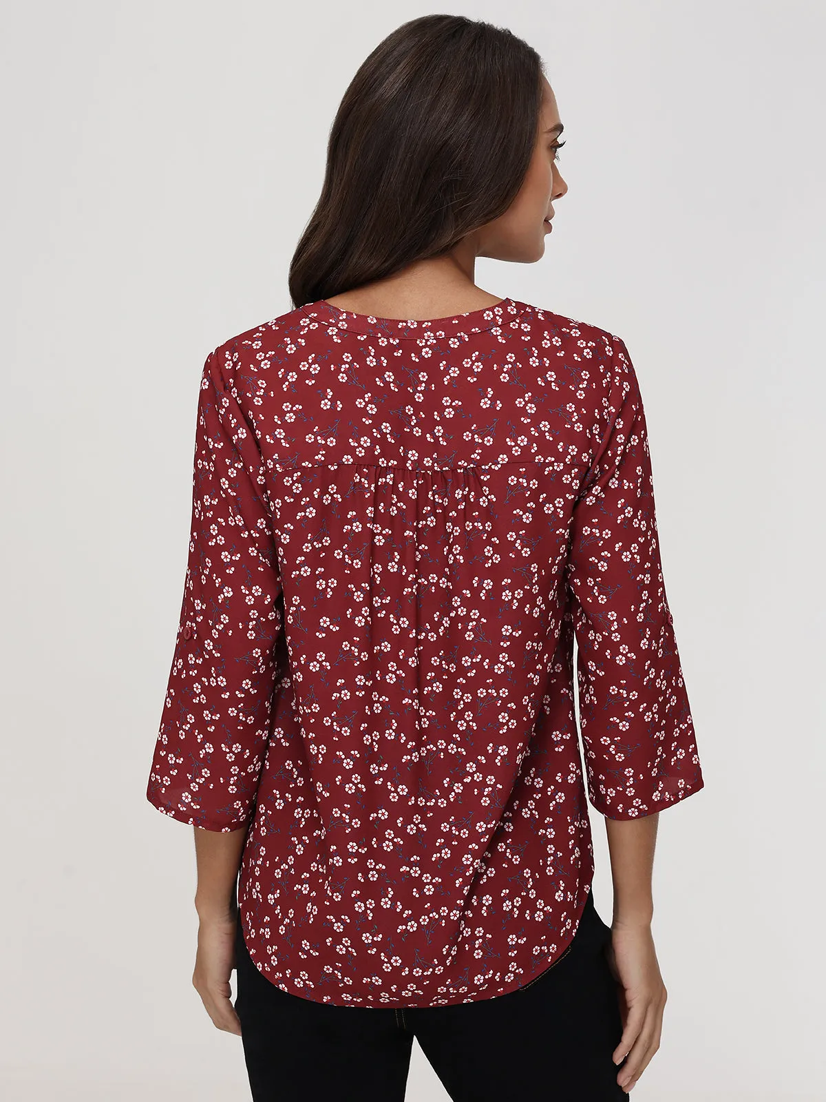 3/4 Sleeve Ditsy Floral Popover Blouse sold by 89th & Madison product image thumbnail 2