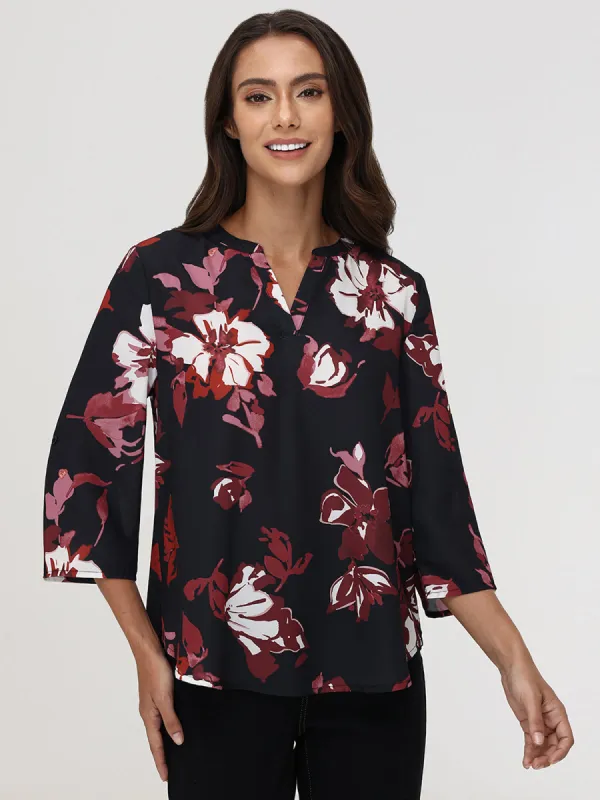 3/4 Sleeve FloralPopover Blouse sold by 89th & Madison