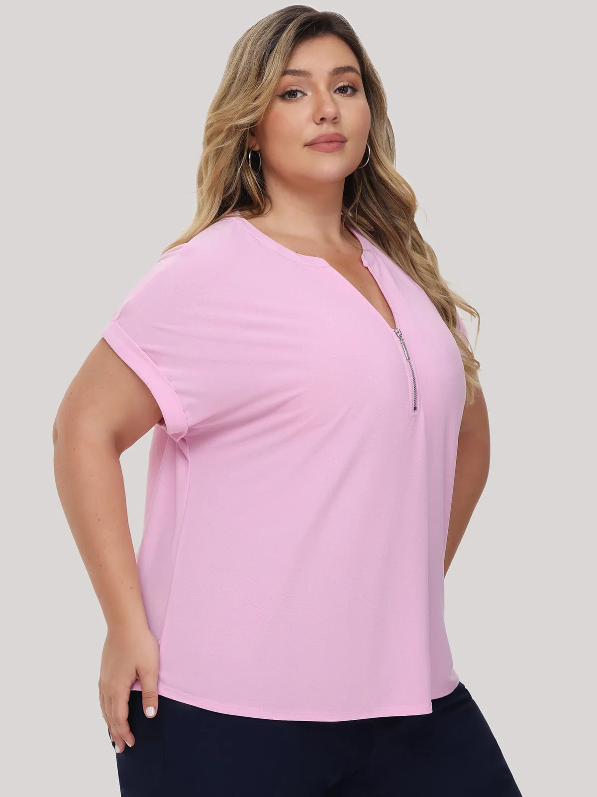 Plus Zipper Neck Cool Top sold by 89th & Madison product image thumbnail 4