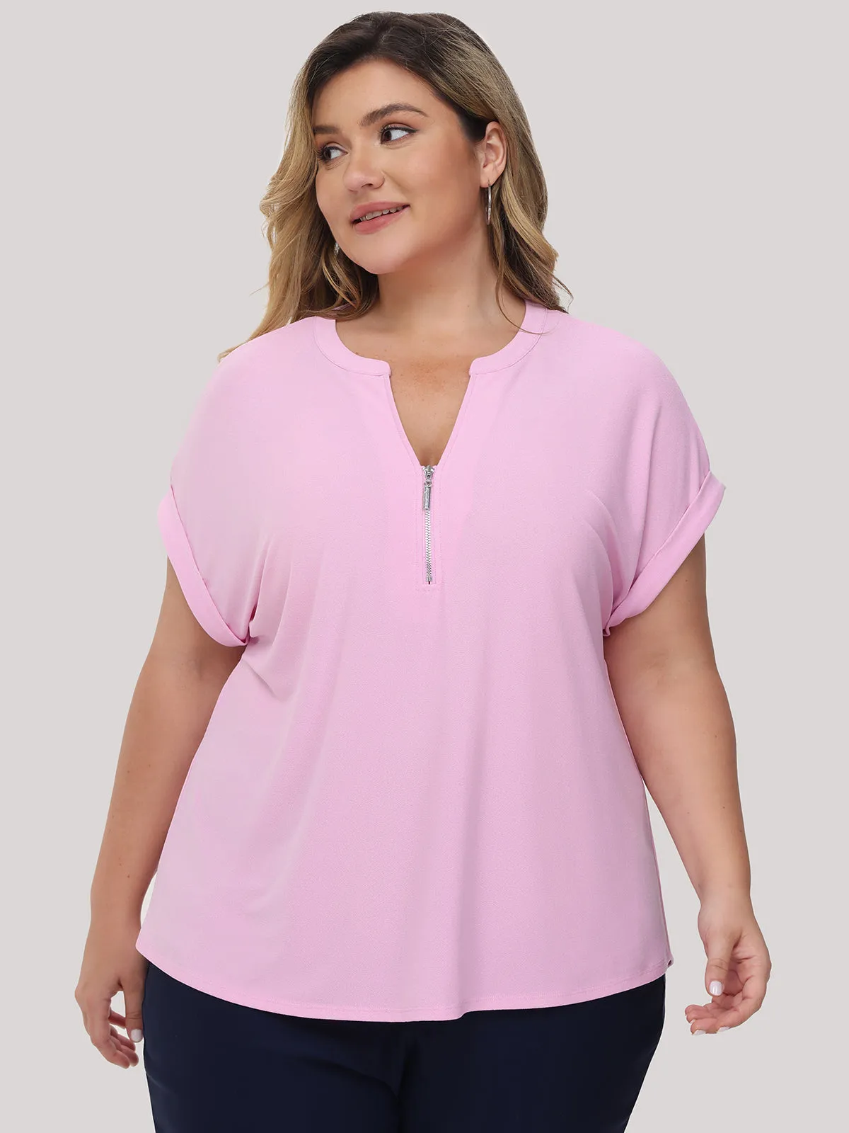 Plus Zipper Neck Cool Top sold by 89th & Madison