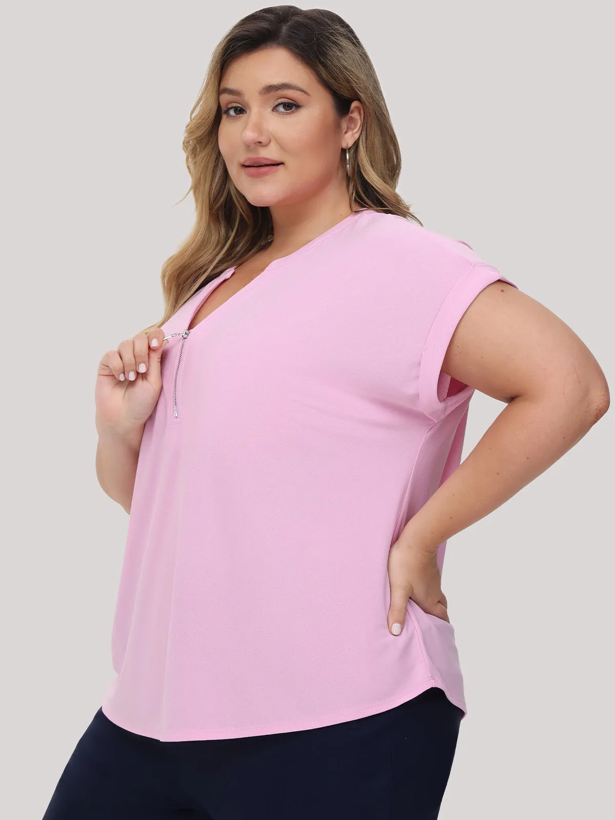 Plus Zipper Neck Cool Top sold by 89th & Madison product image thumbnail 3