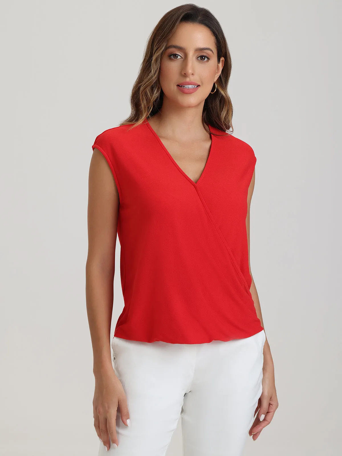 Sleeveless Faux Wrap Cool Top sold by 89th & Madison