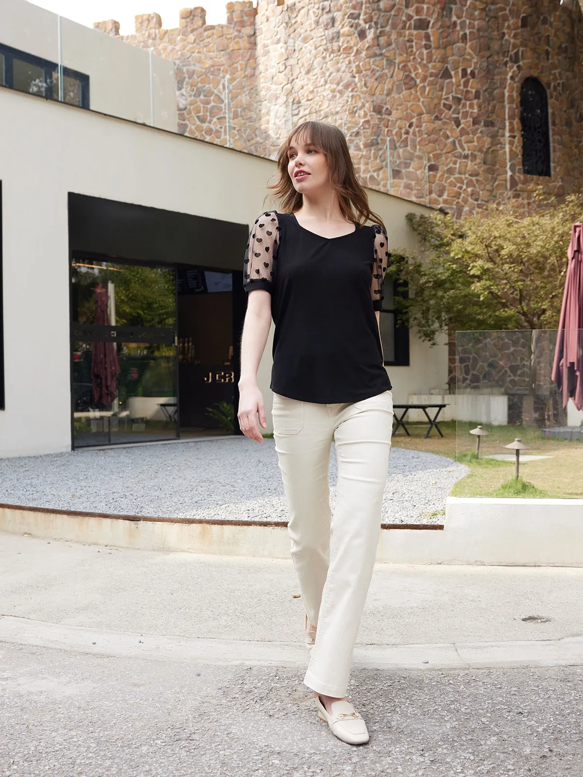 Hearts Puff Sleeve Cool Top sold by 89th & Madison product image thumbnail 5