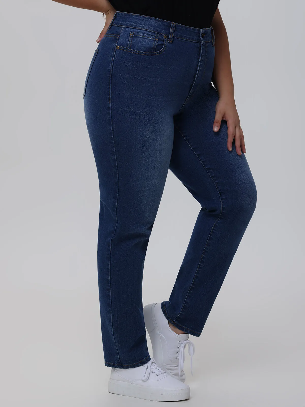 Plus Slim Straight High Rise Jean In Medium Wash sold by 89th & Madison product image thumbnail 5