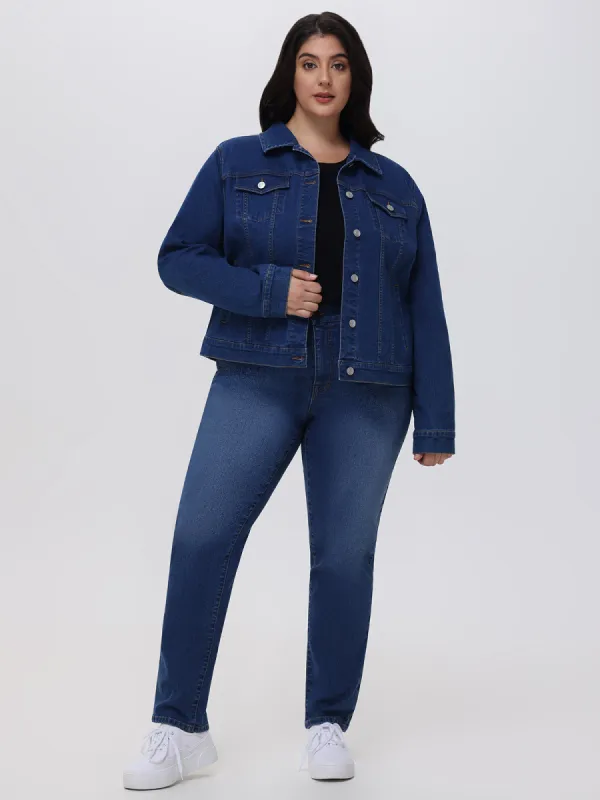 Plus Slim Straight High Rise Jean In Medium Wash sold by 89th & Madison