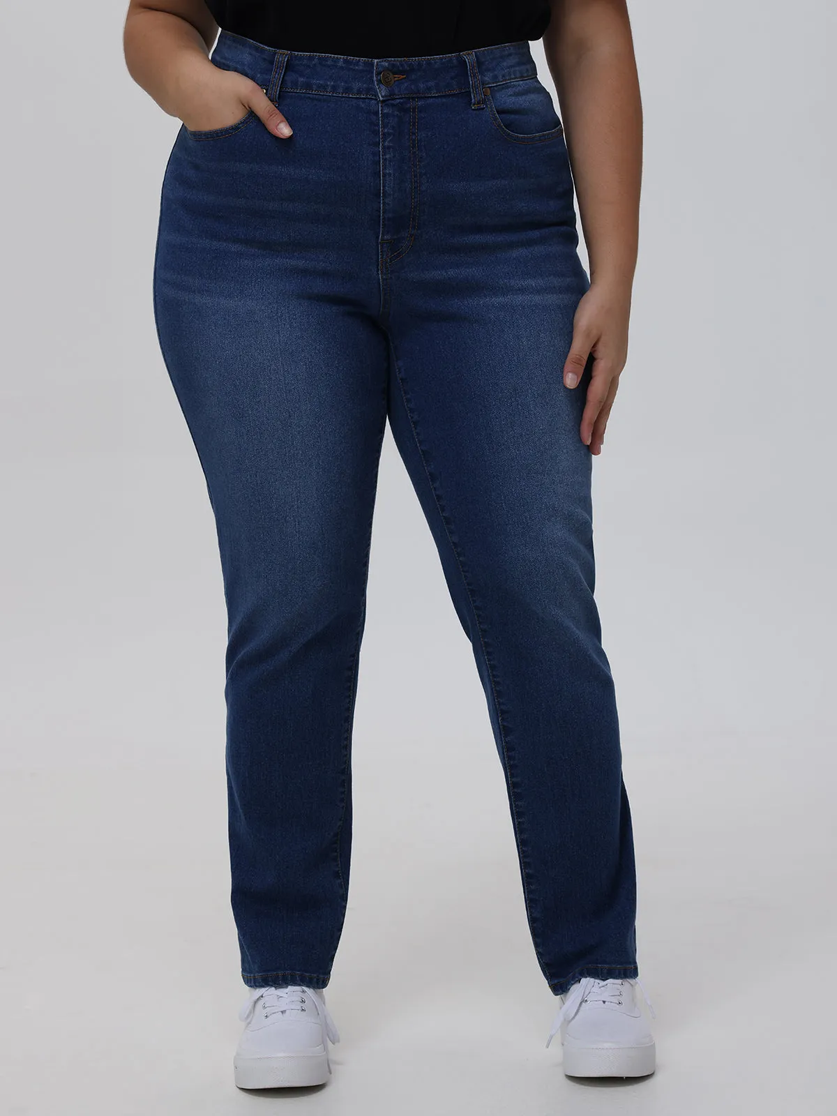 Plus Slim Straight High Rise Jean In Medium Wash sold by 89th & Madison product image thumbnail 2