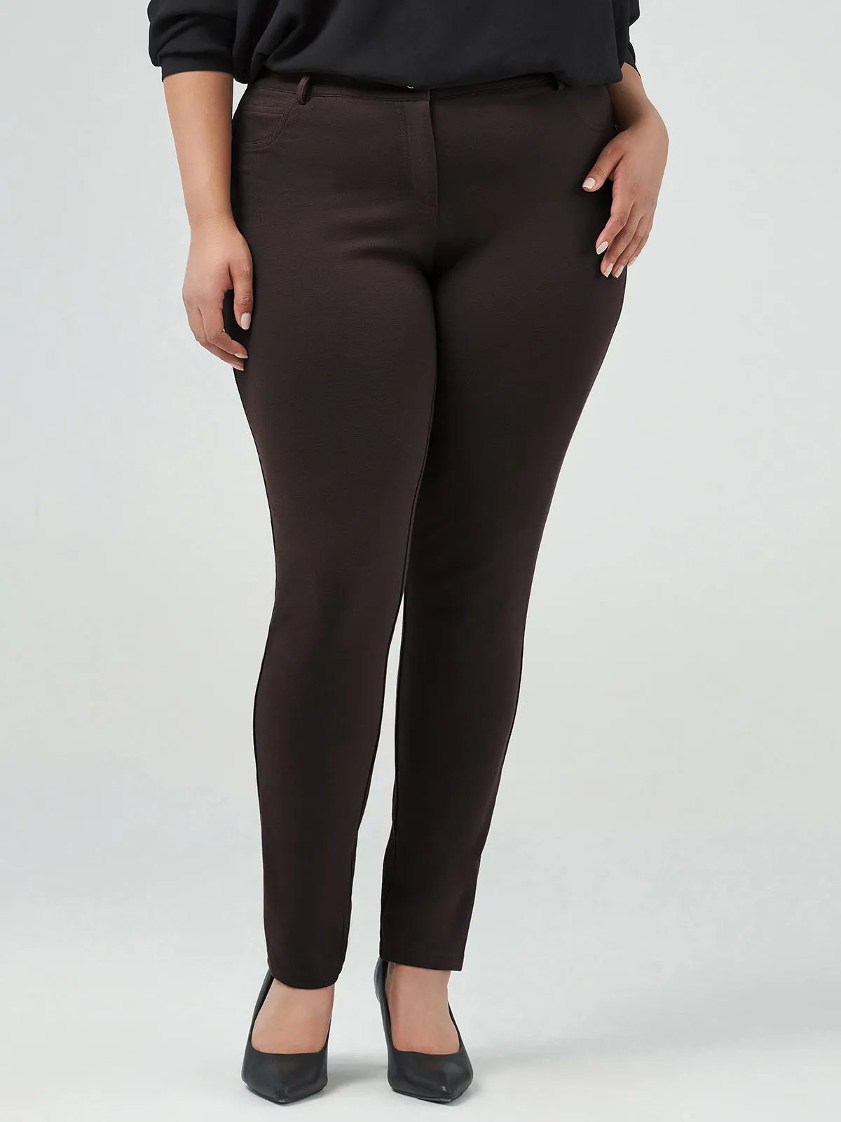 Plus Five Pocket Ponte Skinny Little Black Pants sold by 89th & Madison