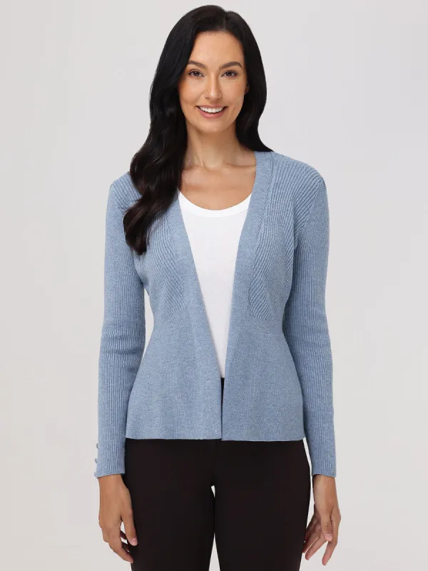 Directional Rib Peplum Open Cardigan sold by 89th & Madison