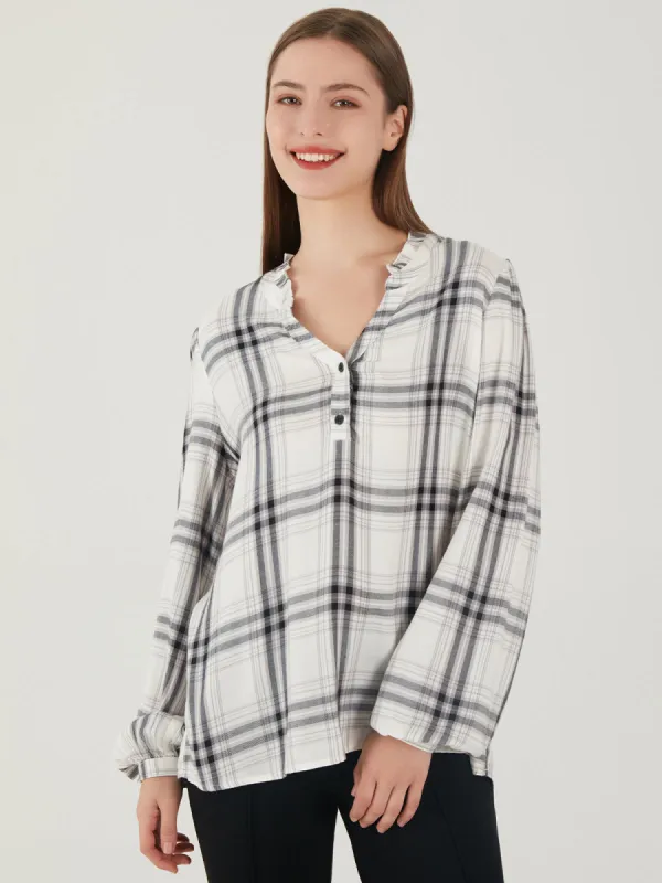 Plaid Puff Sleeve Blouse sold by 89th & Madison