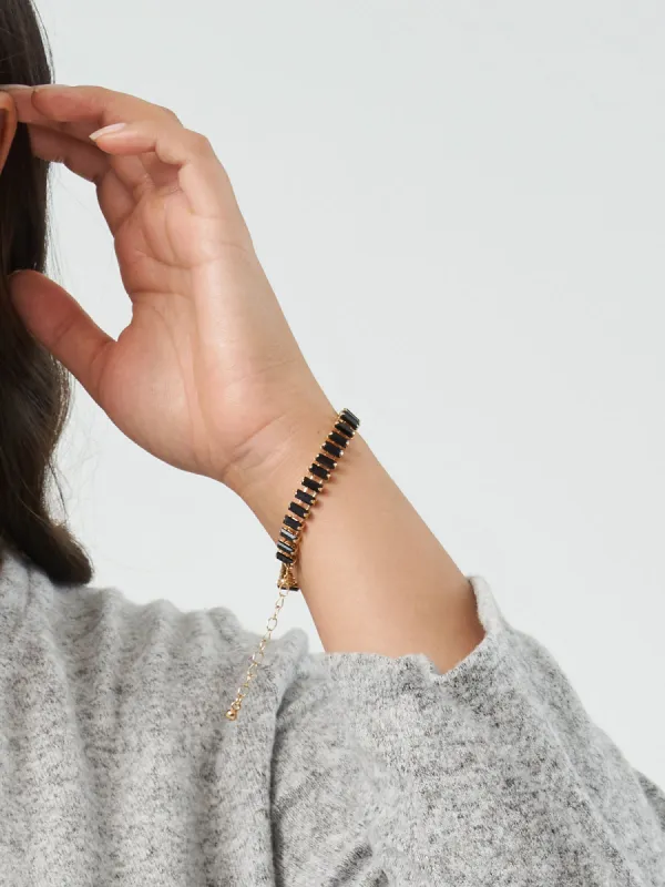 Black Zircon Chain Link Bracelet sold by 89th & Madison