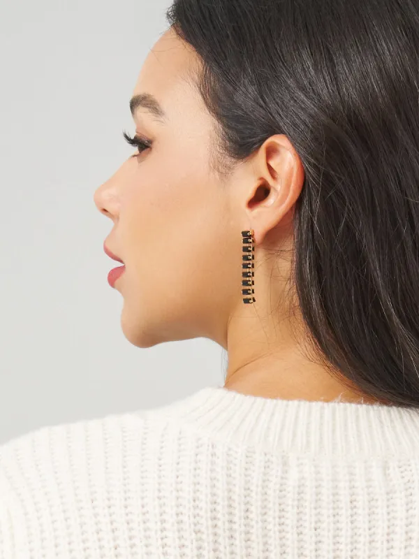 Black Zircon Chain Link Earrings sold by 89th & Madison