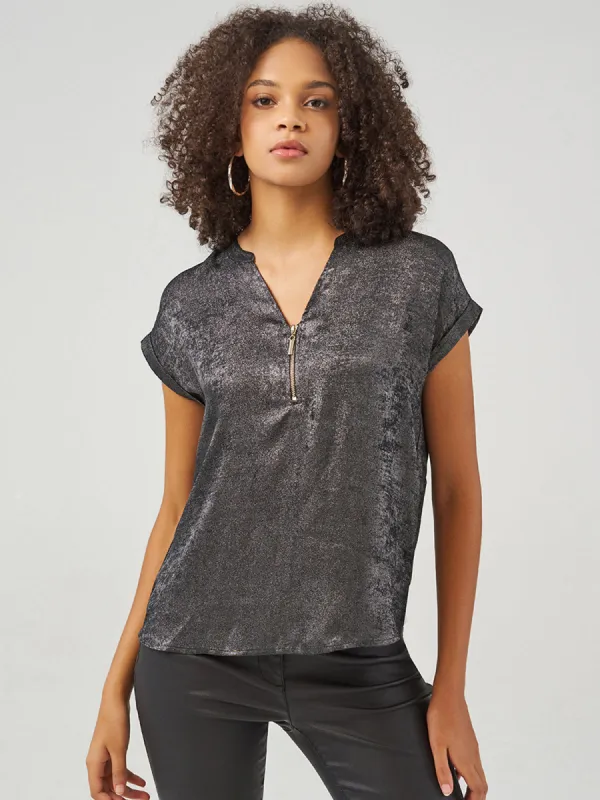 Metallic Zip Blouse sold by 89th & Madison