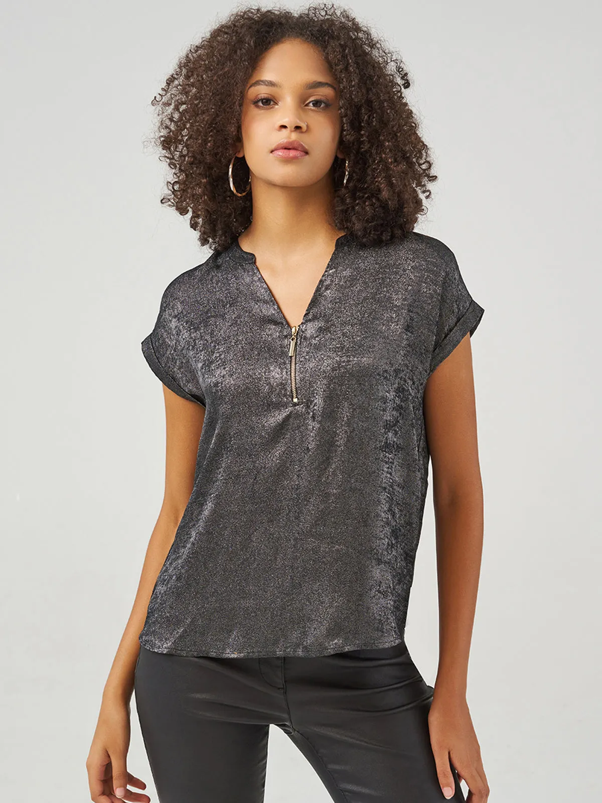 Metallic Zip Blouse sold by 89th & Madison
