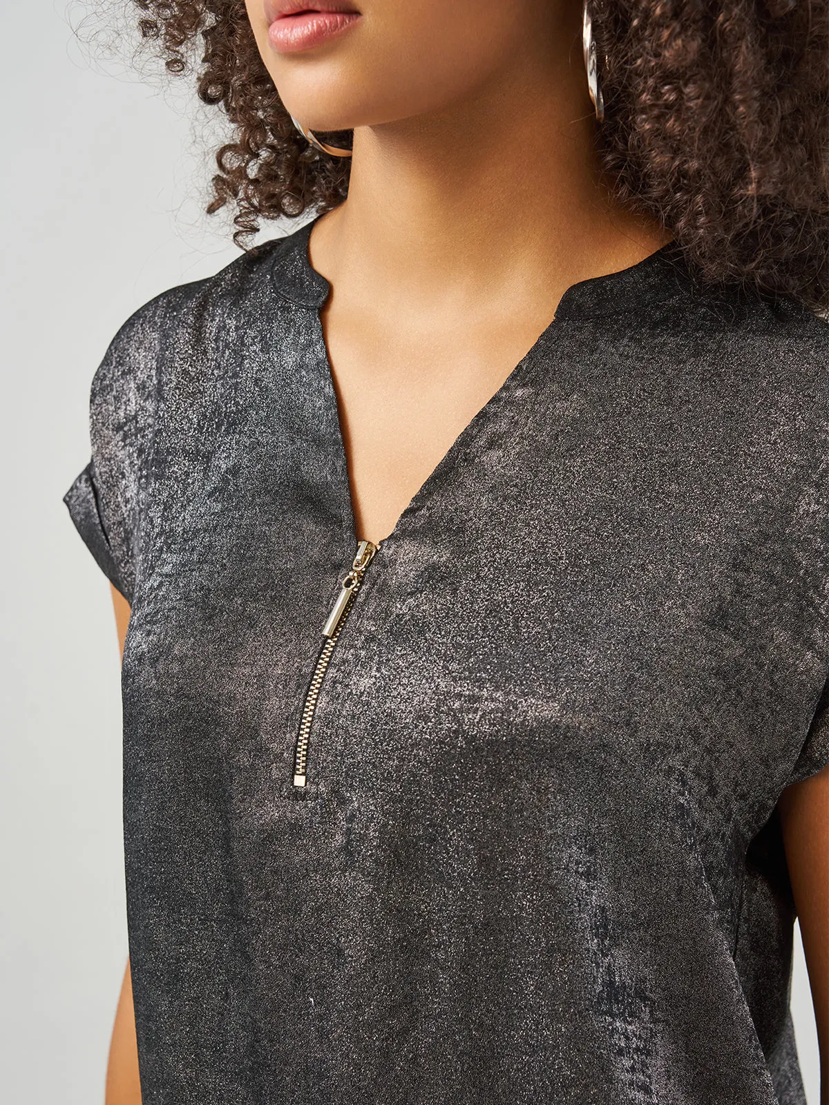 Metallic Zip Blouse sold by 89th & Madison product image thumbnail 5