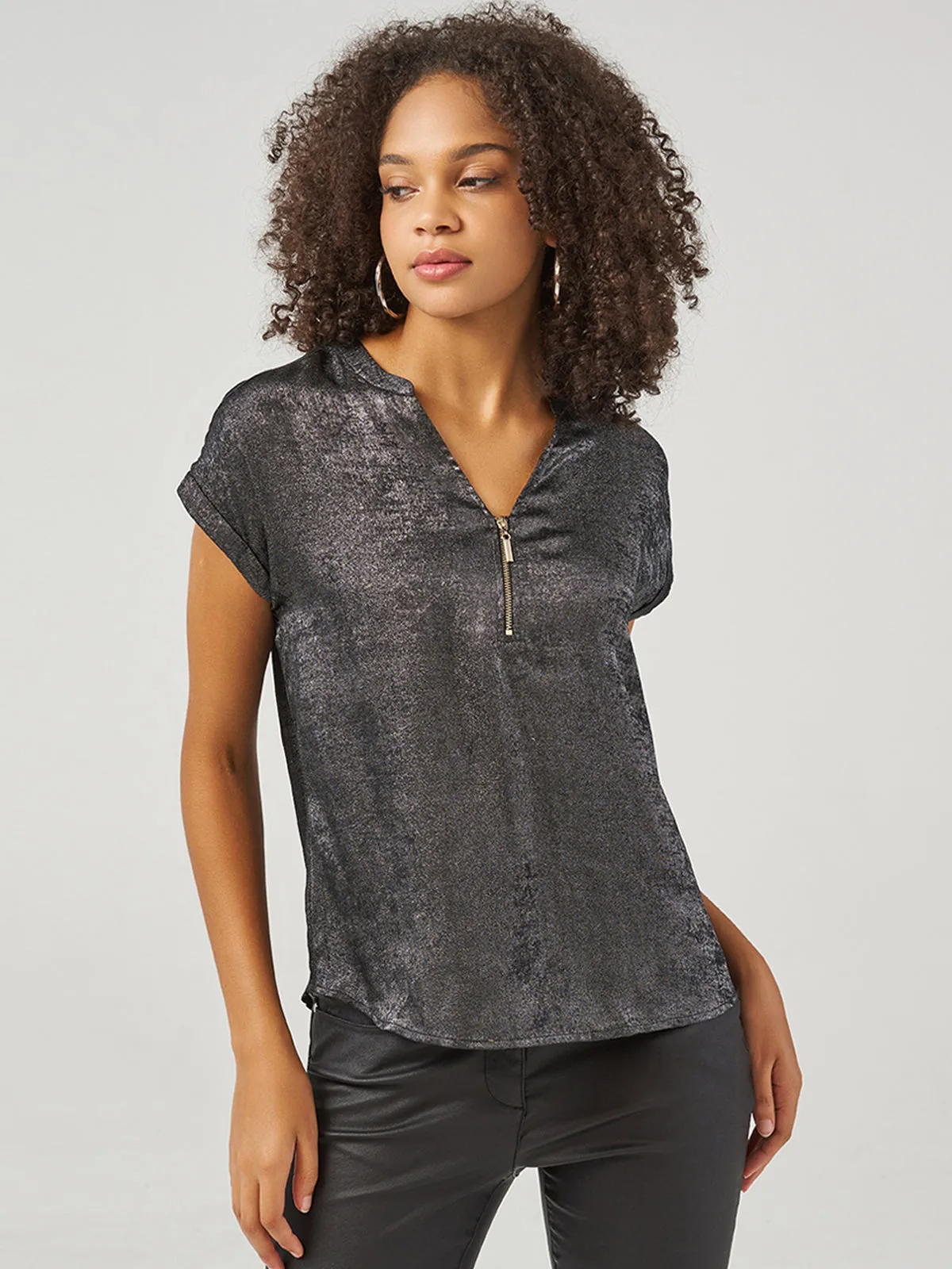 Metallic Zip Blouse sold by 89th & Madison product image thumbnail 2