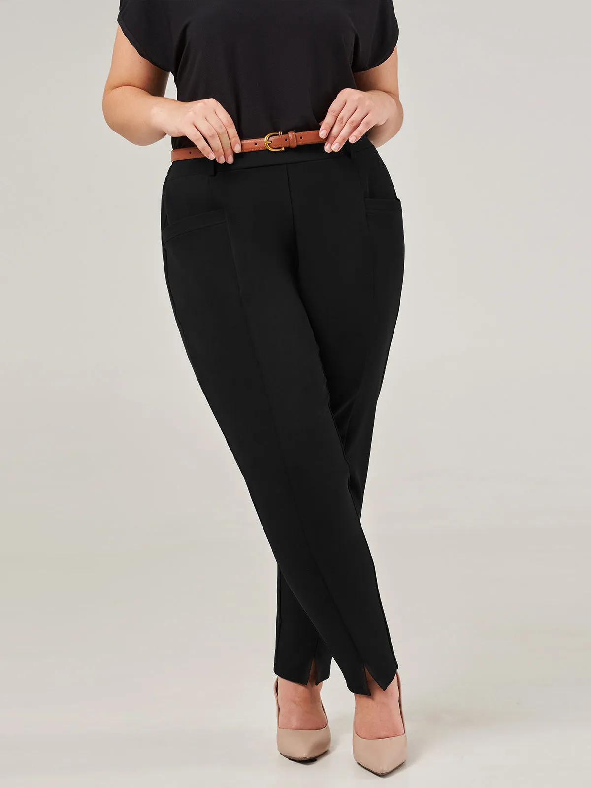 Plus Luxe Stretch Millennium Straight With Slit Little Black Pants sold by 89th & Madison product image thumbnail 2