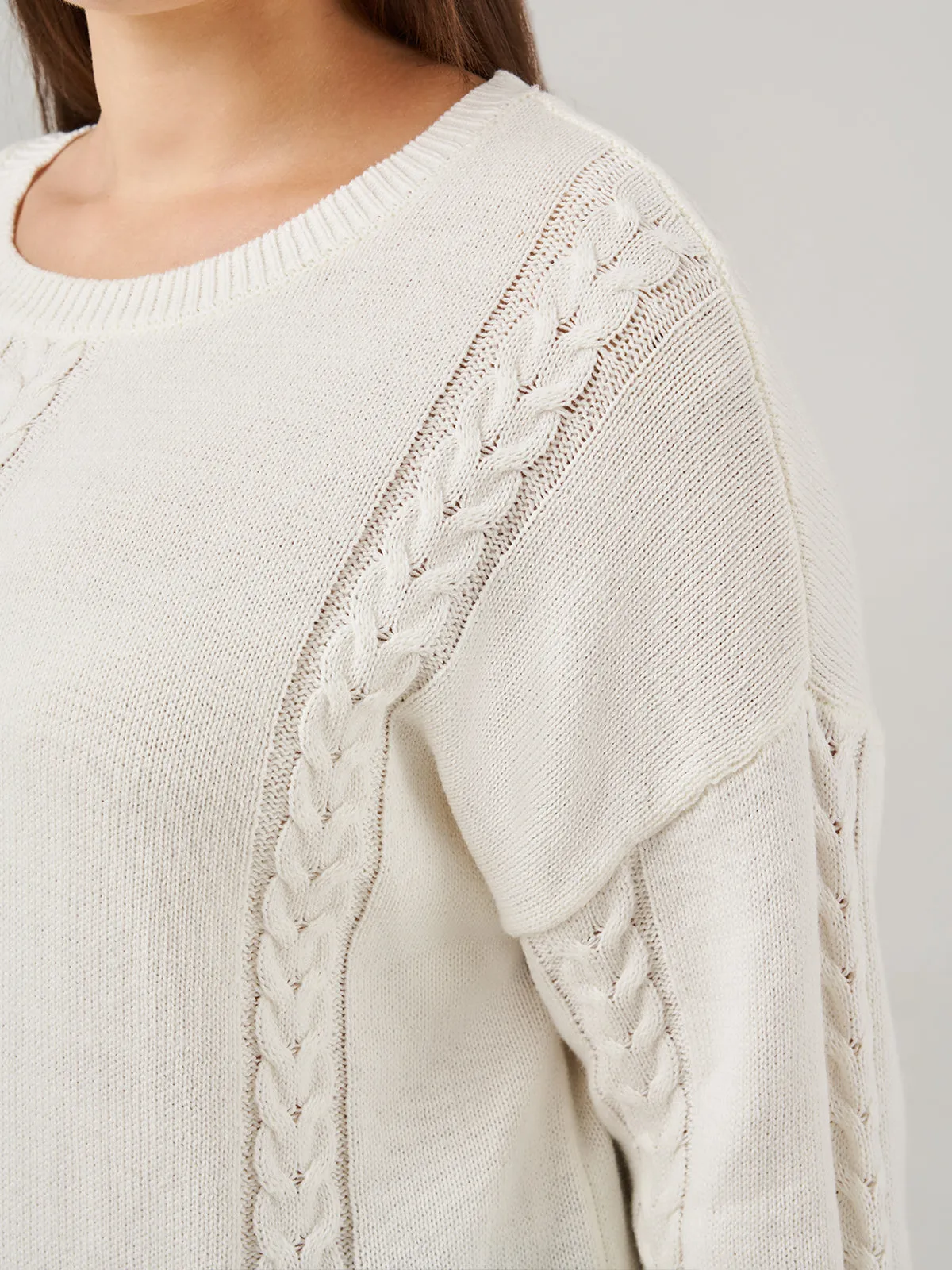 Plus Crewneck Cable Sweater Pullover sold by 89th & Madison product image thumbnail 3