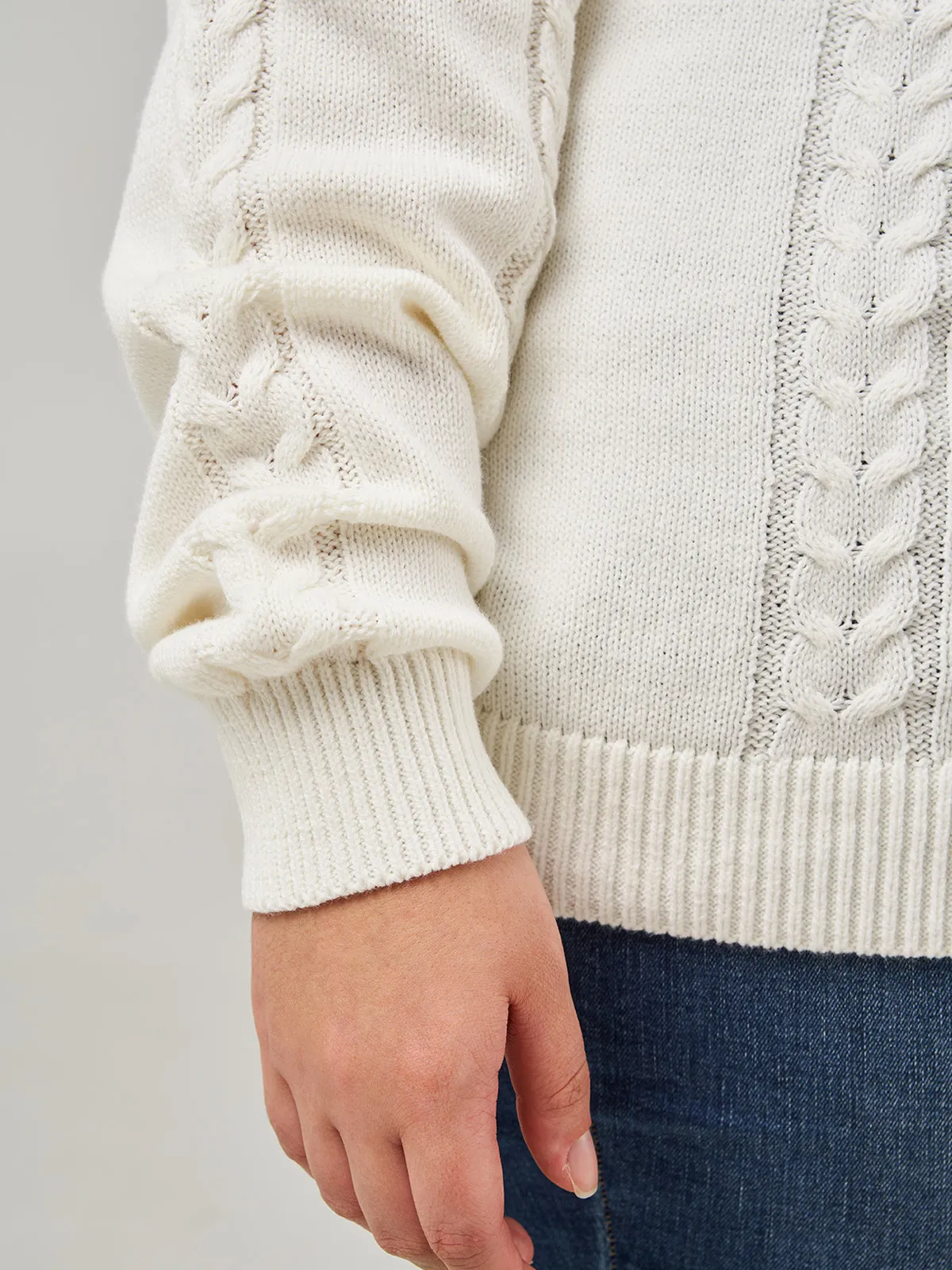 Plus Crewneck Cable Sweater Pullover sold by 89th & Madison product image thumbnail 4