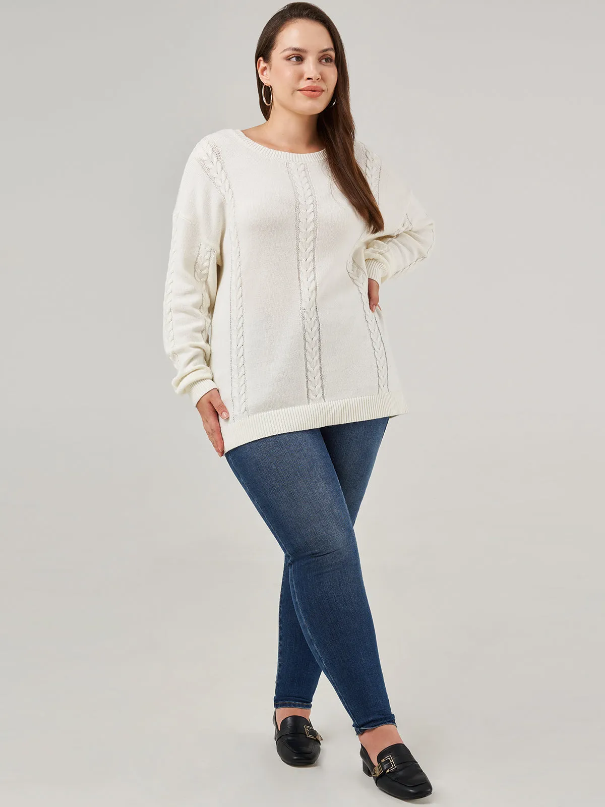 Plus Crewneck Cable Sweater Pullover sold by 89th & Madison product image thumbnail 2
