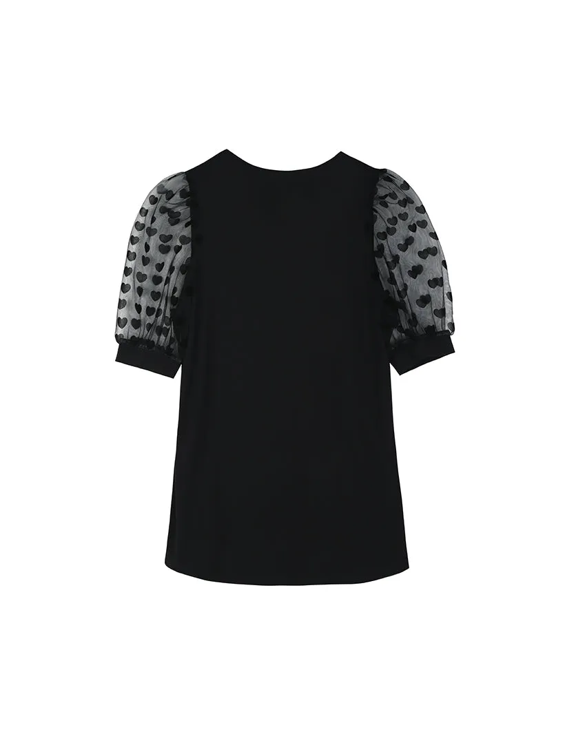 Flocked Heart Sleeves Crystal Crepe Blouse sold by 89th & Madison product image thumbnail 4